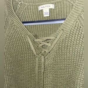 NAUTICA olive green knit sweater, size L